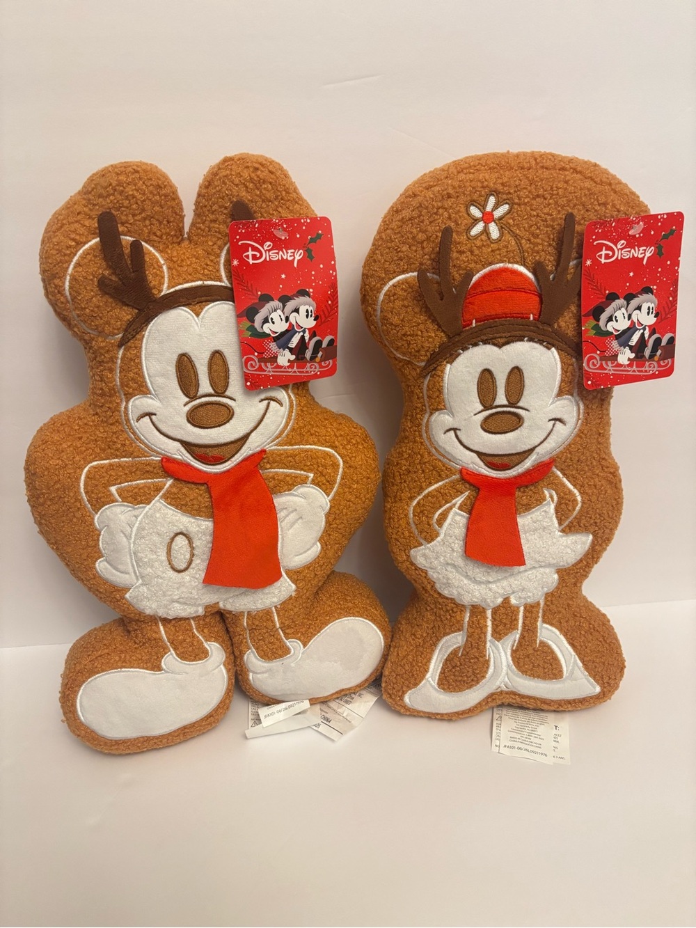 Adorable Disney Mickey Mouse Gingerbread Sherpa Pillows Set of 2 New 2026
